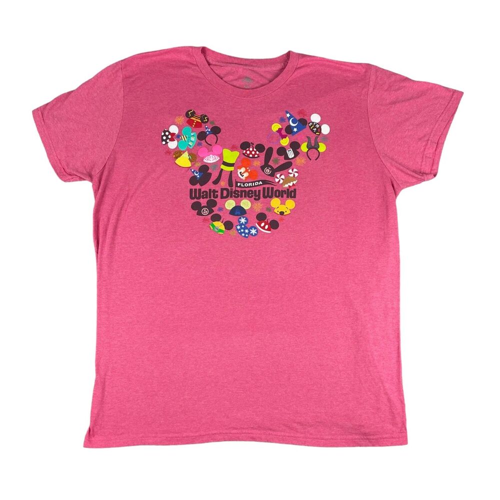 Walt Disney World Top Womens Extra Extra Large Pink Mickey Ear Hat Florida Shirt